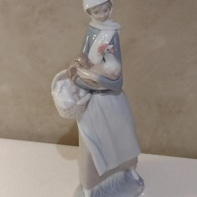Lladro Woman with Basket and Cockerel #4591