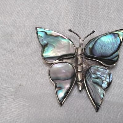 Mexican Alpaca Abalone Butterfly Brooch
