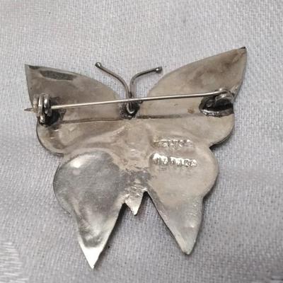 Mexican Alpaca Abalone Butterfly Brooch