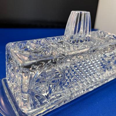 EXTRA NICE CRYSTAL COVERED BUTTER DISH 