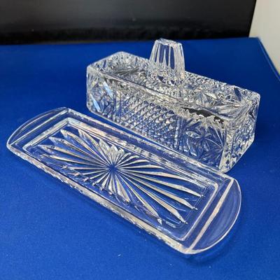 EXTRA NICE CRYSTAL COVERED BUTTER DISH 
