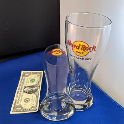 HARD ROCK CAFE SLC TALL BEER GLASS x 2