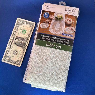 LACE TABLE SET- RUNNER & DOILIES