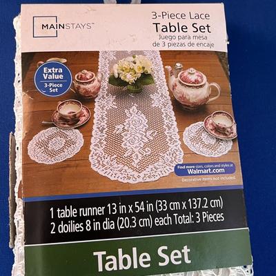 LACE TABLE SET- RUNNER & DOILIES