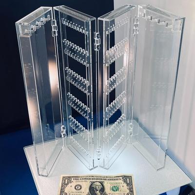 CLEAR LUCITE FOLDING JEWELRY CASE/STAND