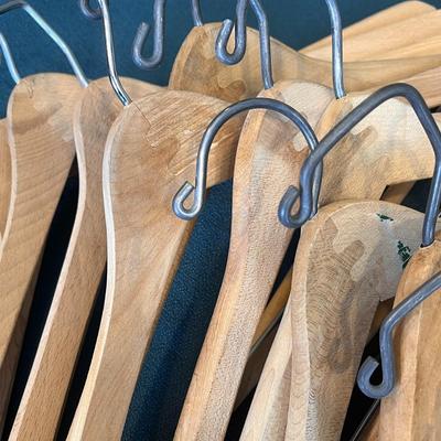SET OF 12 WOOD VINTAGE SUIT HANGERS