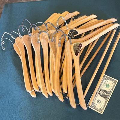 SET OF 12 WOOD VINTAGE SUIT HANGERS