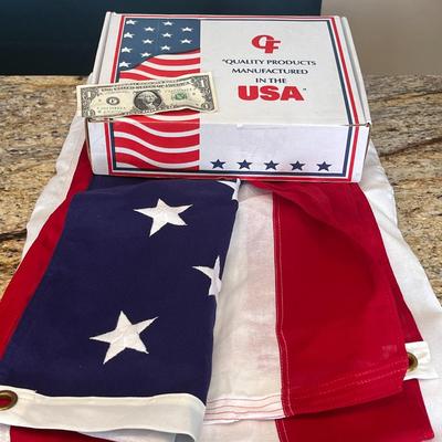 5â€™ X 8â€™ COTTON US FLAG 50 STARS NEW IN BOX "ELIZABETH DOLE"
