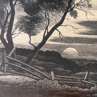 1944 SIGNED ENGRAVING PASTORAL SCENE FRAMED