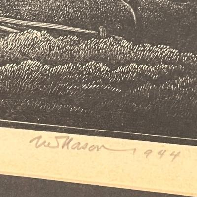 1944 SIGNED ENGRAVING PASTORAL SCENE FRAMED