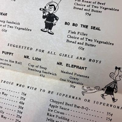 1950â€™S KIDS MENU DUTCH PANTRY