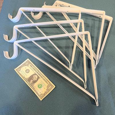 SET OF 5 LARGE WHITE ENAMELED SHELF BRACKETS