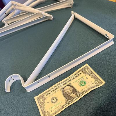 SET OF 5 LARGE WHITE ENAMELED SHELF BRACKETS