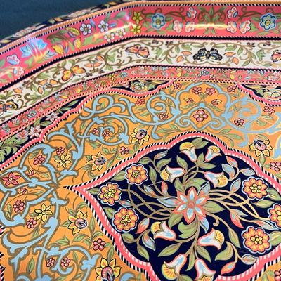 LOVELY METAL FLORAL ENGLISH SERVING TRAY