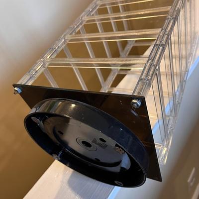 REVOLVING LUCITE, PLASTIC JEWELRY RACK