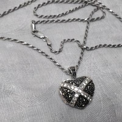 Stunning Vintage Marcasite Locket 24" 925 Necklace
