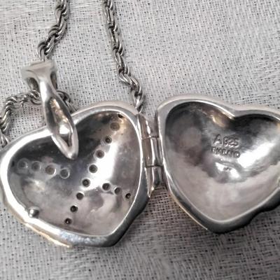 Stunning Vintage Marcasite Locket 24" 925 Necklace