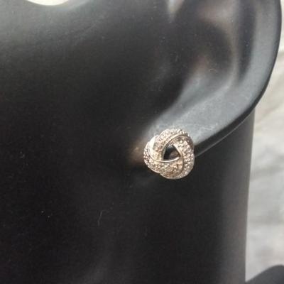 Elegant Diamond Love Knot 925 Post Earrings