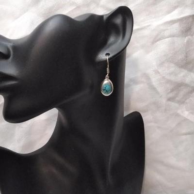 Vintage  Stunning Turquoise Mexico 925 Earrings