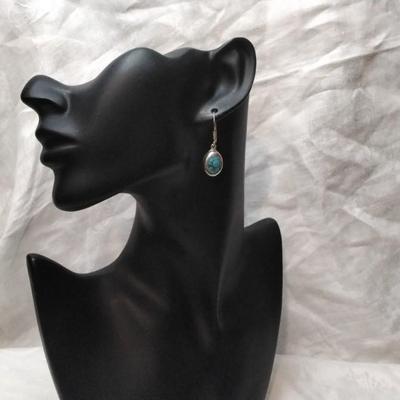 Vintage  Stunning Turquoise Mexico 925 Earrings