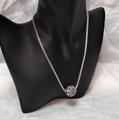 Stunning Marcasite Slider 16"  Adjustable Solid Mesh 925 Necklace
