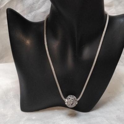 Stunning Marcasite Slider 16"  Adjustable Solid Mesh 925 Necklace