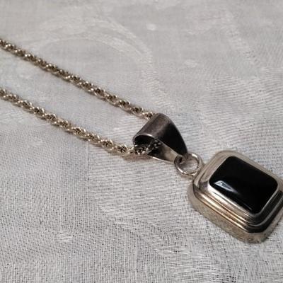 Classic Vintage Onyx 19" Italian Rope 925 Necklace