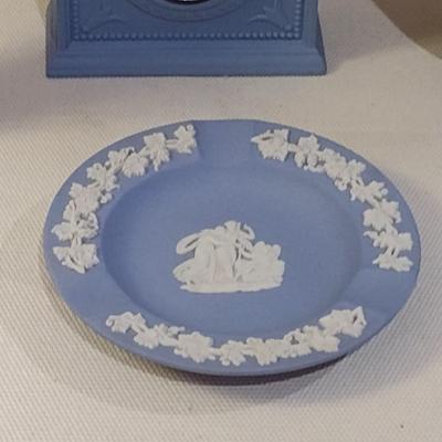 Assortment of Wedgewood jasperware Items includes Clock, Small Vases, and Plate