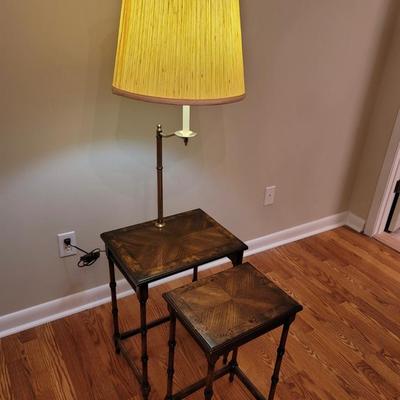 Nesting tables with attached lamp. Butler Specialty Company Number 531