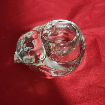 Glass cat candle holder