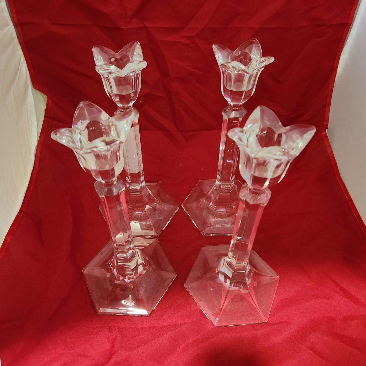 4 glass candle holders