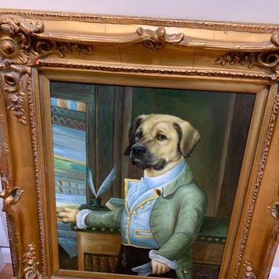 Dog in Suit Framed Picture 38 by 33.5 inches