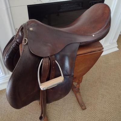 Leather Hunter/Jumper Saddle with Tack, Belly Strap, Wool Seat Saver, and Cover