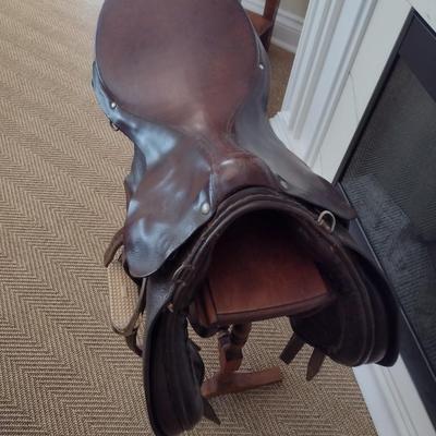 Leather Hunter/Jumper Saddle with Tack, Belly Strap, Wool Seat Saver, and Cover