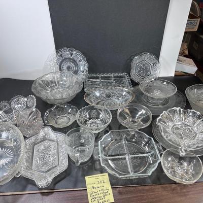 Large lot of  vintage collectible pattern glass