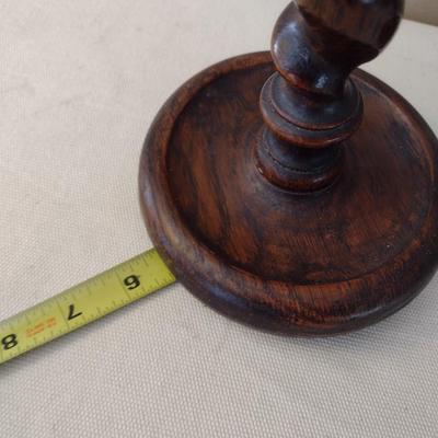 Pair of Wood Hand Turned Twist Post Candlestick Holders