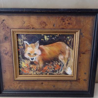 Original Unsigned Framed Art of Fox in the Woods
