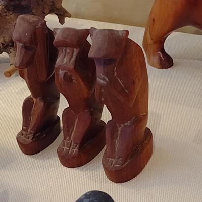 Collection of Wood Carved Animals Most Signed by Artist