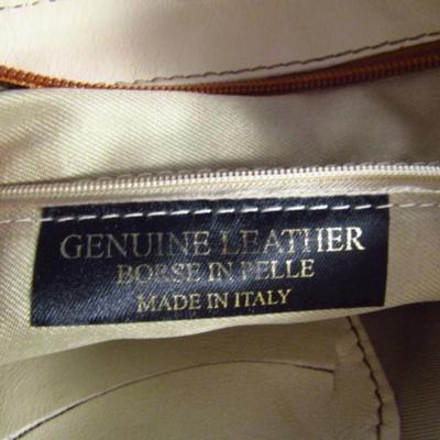 Sac à Main Bandoulière BORGO DEGLI ETRUSCHI En Cuir Véritable Italie - Taille M, Marron Et Beige
