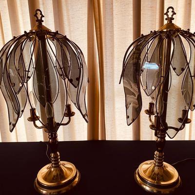 Pair of Vintage Tulip Hollywood Regency Touch Lamps