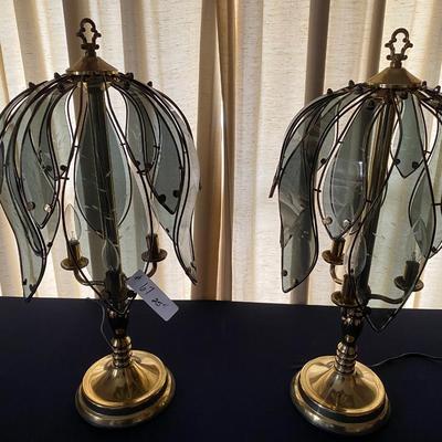 Pair of Vintage Tulip Hollywood Regency Touch Lamps
