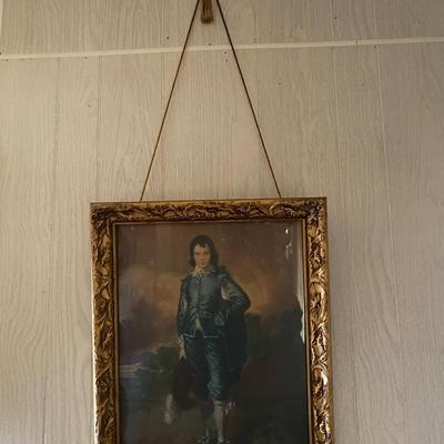 Vintage Framed Blue Boy and Pinkie Wall Art