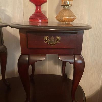 Oil Lamp, Queen Anne Table Lot