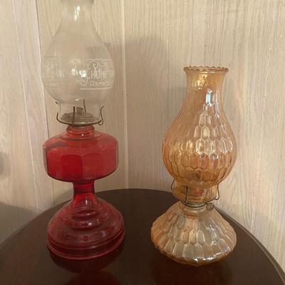 Oil Lamp, Queen Anne Table Lot