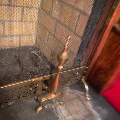 Brass Fire Place Screen, Andiron Lot