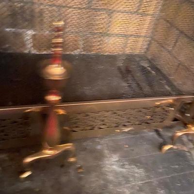 Brass Fire Place Screen, Andiron Lot