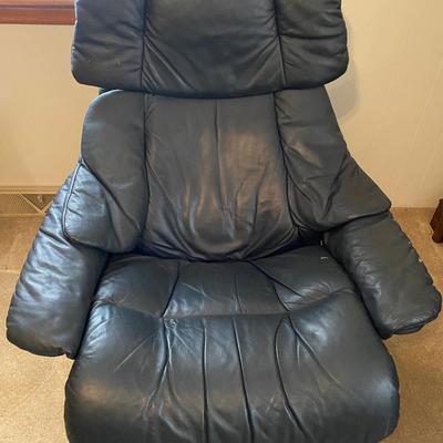 Blue Leather Reclining Chair