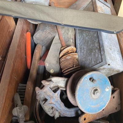 Vintage Grinding wheel, tool lot