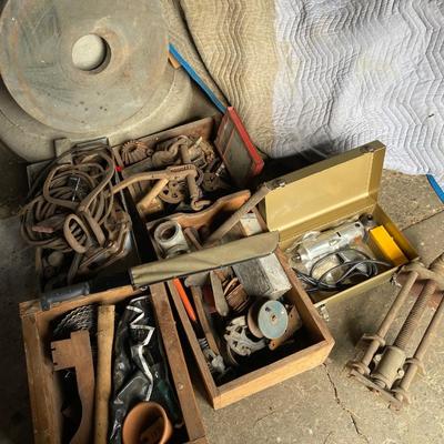 Vintage Grinding wheel, tool lot