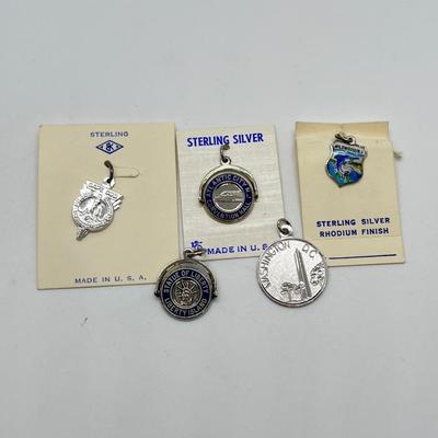 LOT 136: Five Sterling Silver Souvenier Charms - Wildwood, Atlantic City, CapeCod, Washington DC and Statue of Liberty